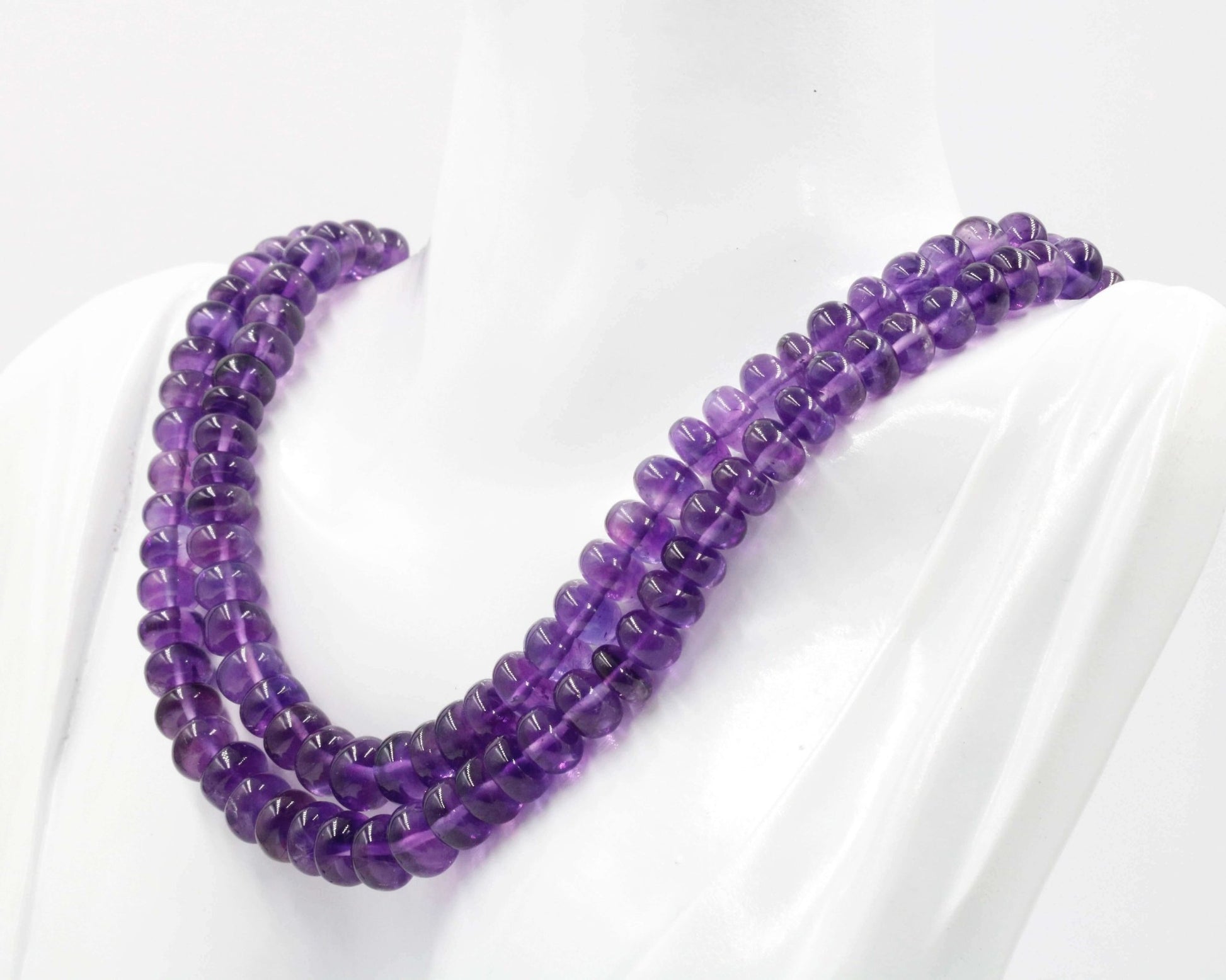 Amethyst Quartz Multi - Strand Beaded Necklace - Taj Mahal Gems
