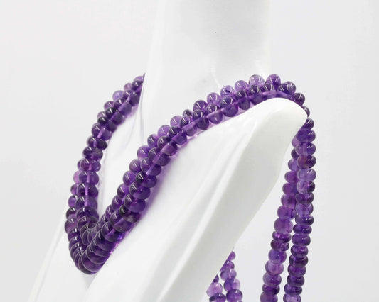 Amethyst Quartz Multi-Strand Beaded Necklace showcasing vibrant violet beads.
