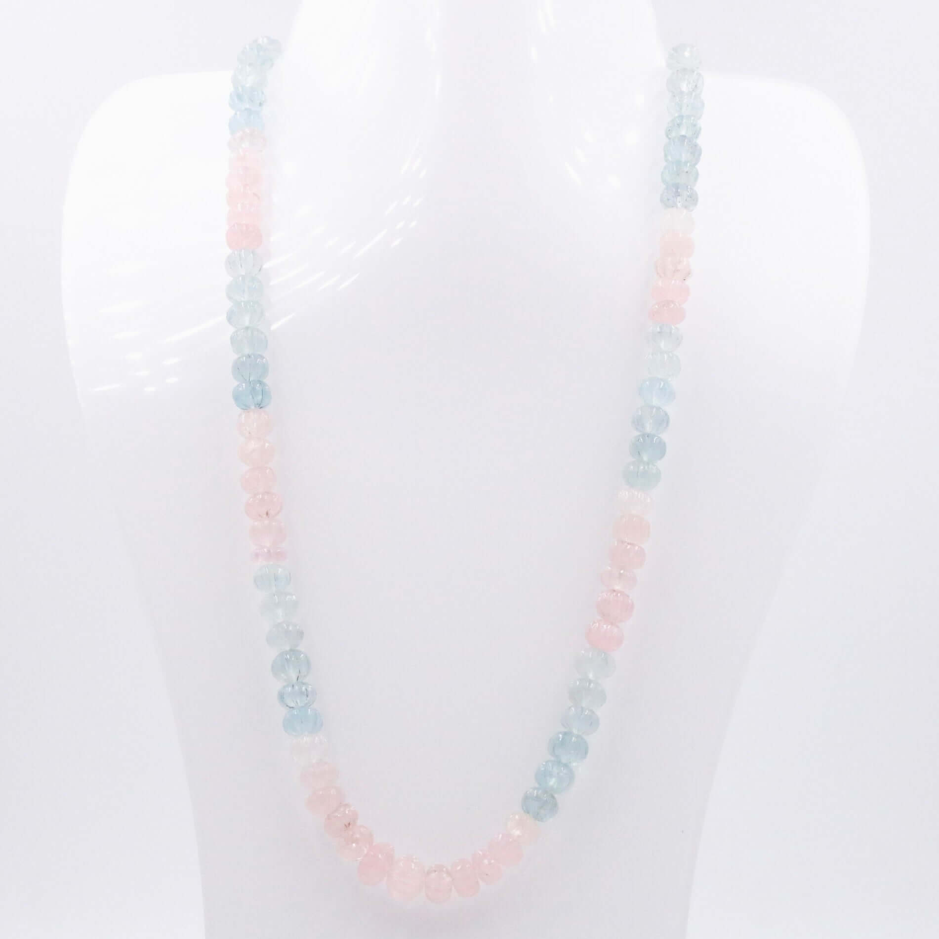 Aquamarine & Morganite Pumpkin Necklace - Taj Mahal Gems