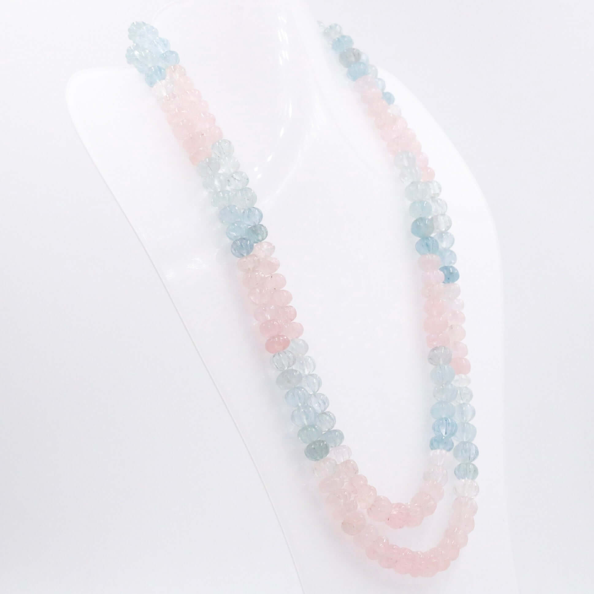 Aquamarine & Morganite Pumpkin Necklace - Taj Mahal Gems