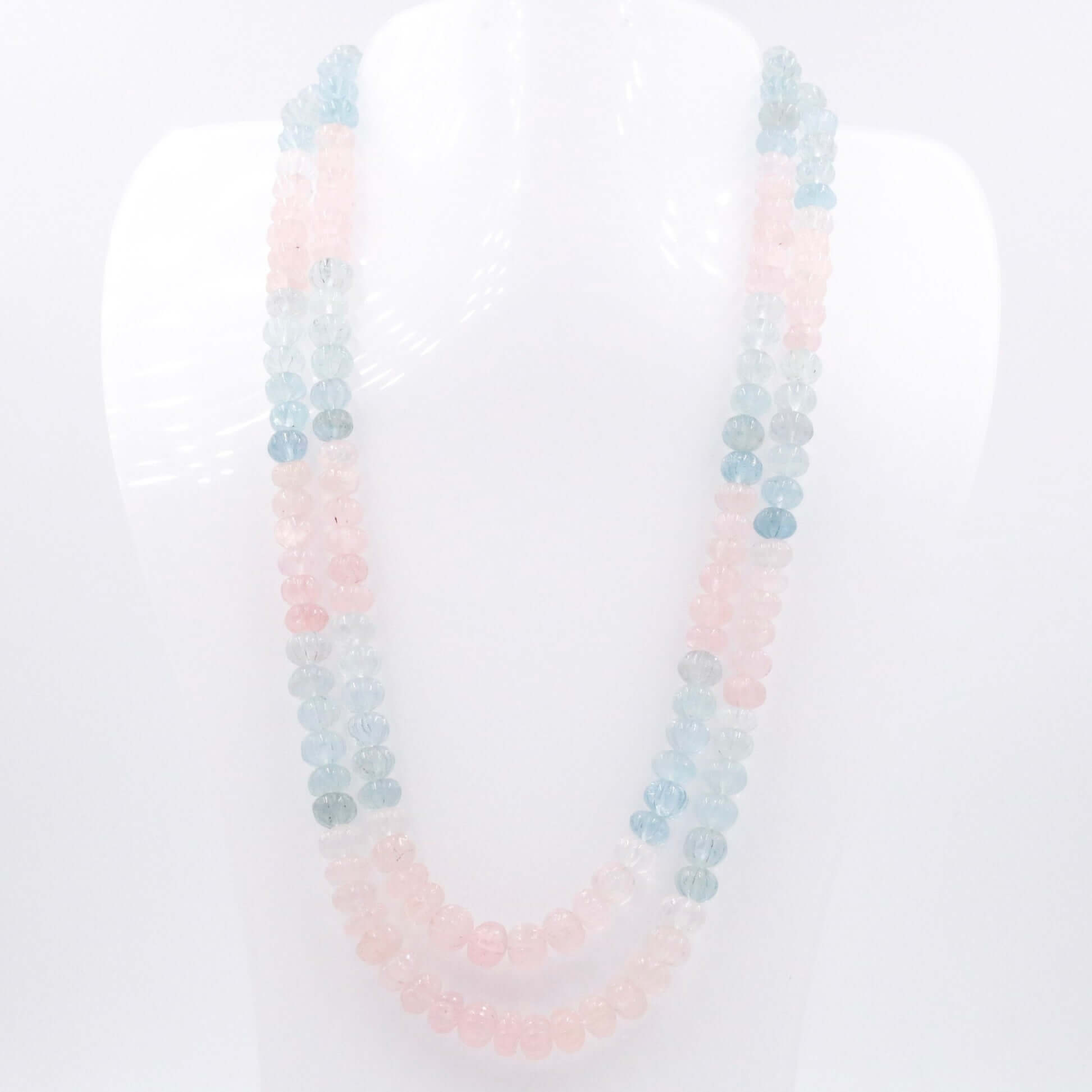 Aquamarine & Morganite Pumpkin Necklace - Taj Mahal Gems