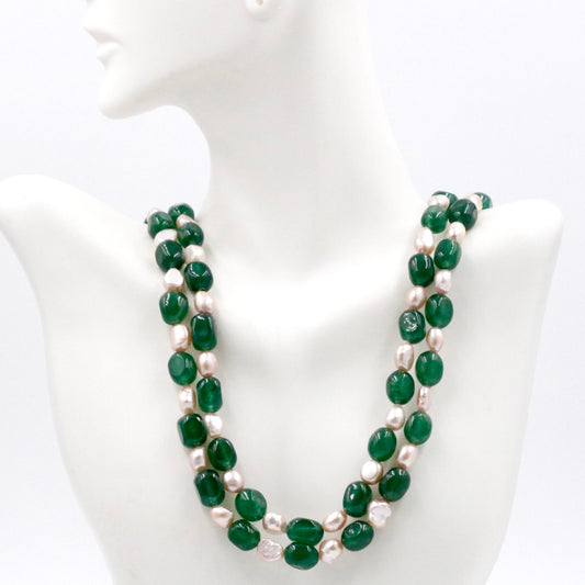 Aventurine and Cultured Freshwater Pearl Necklace - Taj Mahal Gems