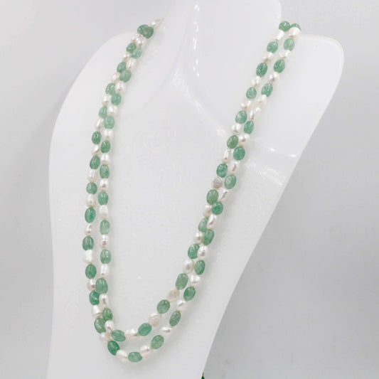 Aventurine Freshwater Pearl Beaded Necklace - Taj Mahal Gems