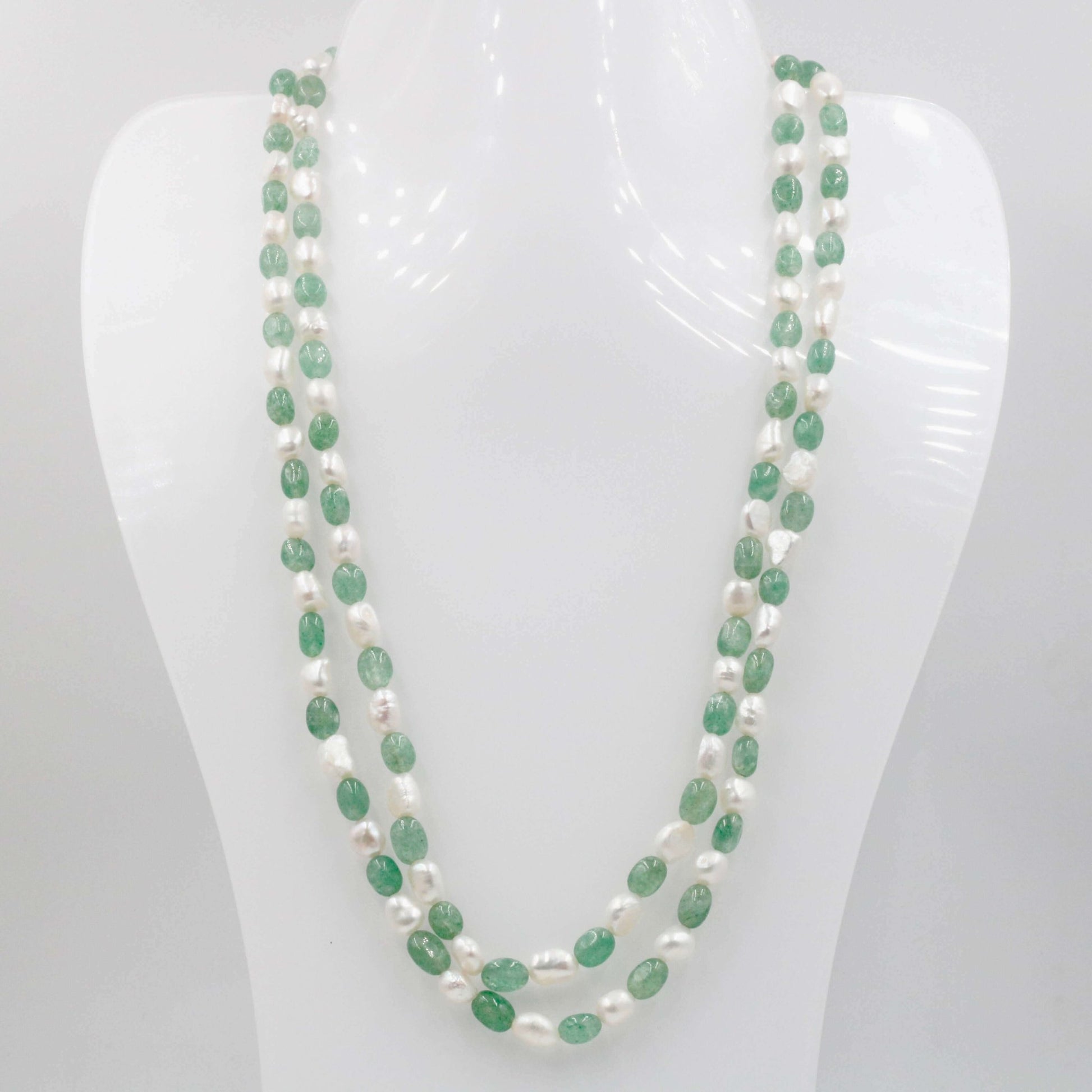 Aventurine Freshwater Pearl Beaded Necklace - Taj Mahal Gems
