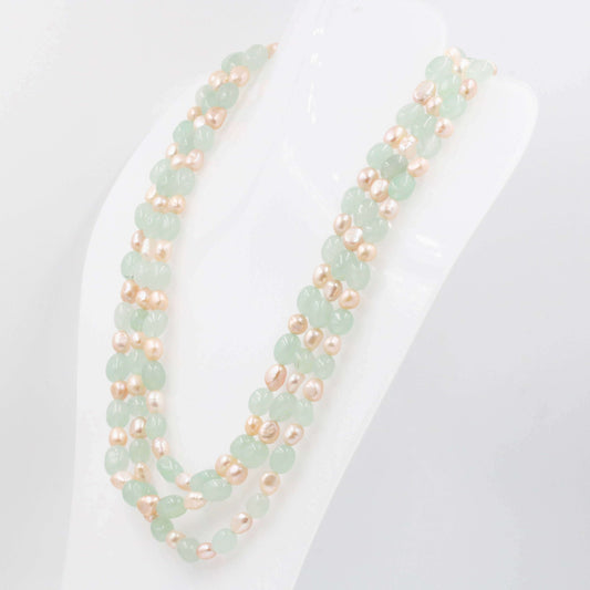 Aventurine Pearl Beaded Necklace - Taj Mahal Gems