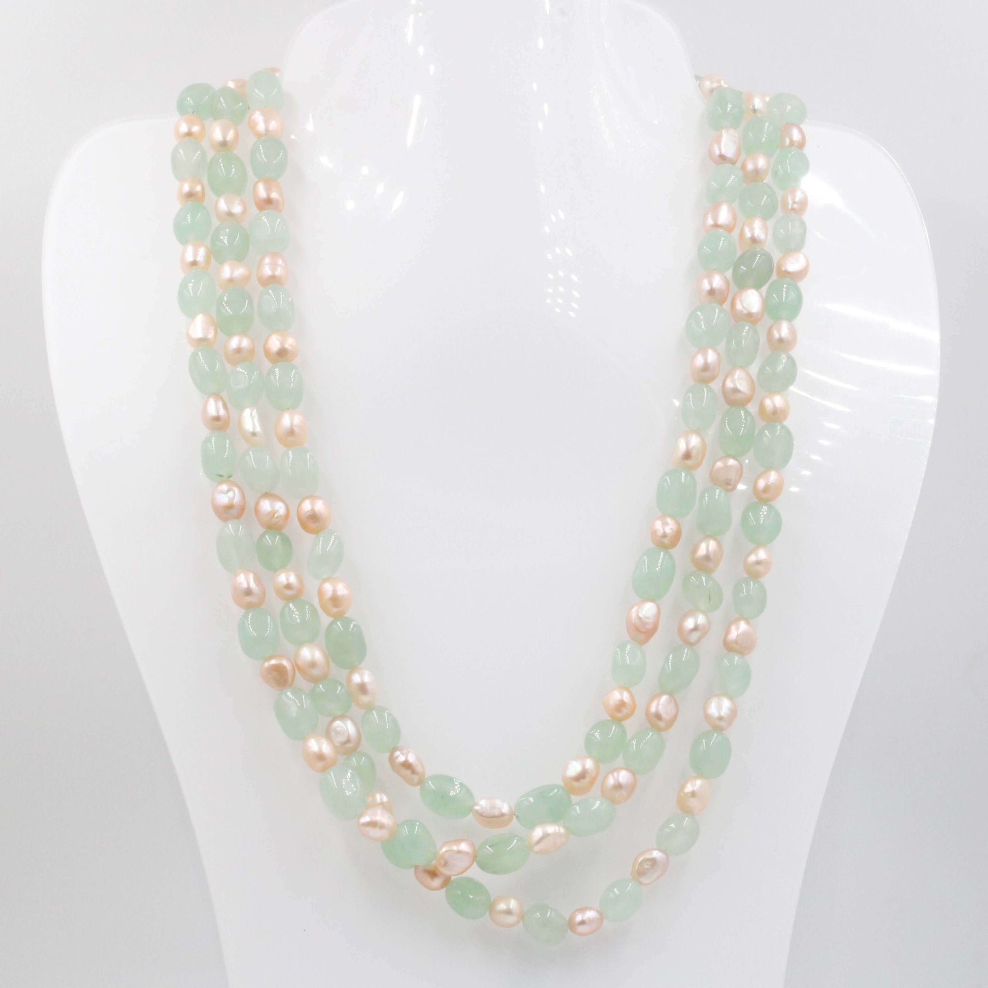 Aventurine Pearl Beaded Necklace - Taj Mahal Gems