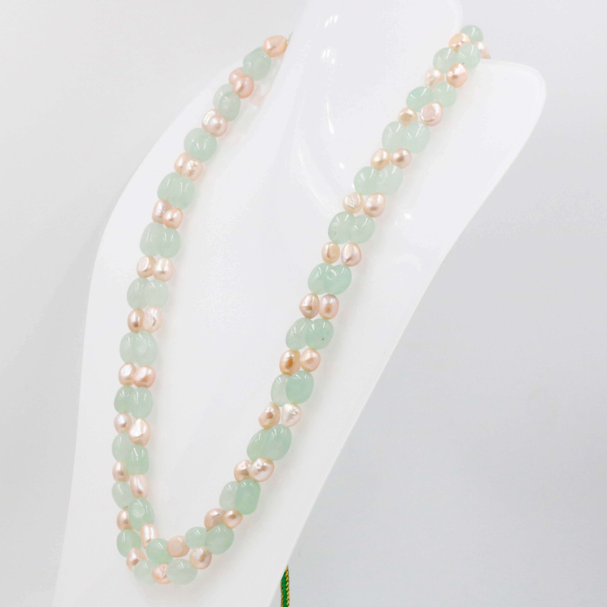 Aventurine Pearl Beaded Necklace - Taj Mahal Gems
