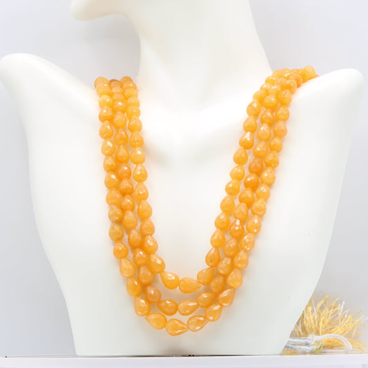 Yellow Sapphire Pear Shape Faceted Necklace - 3 & 2 Strand
