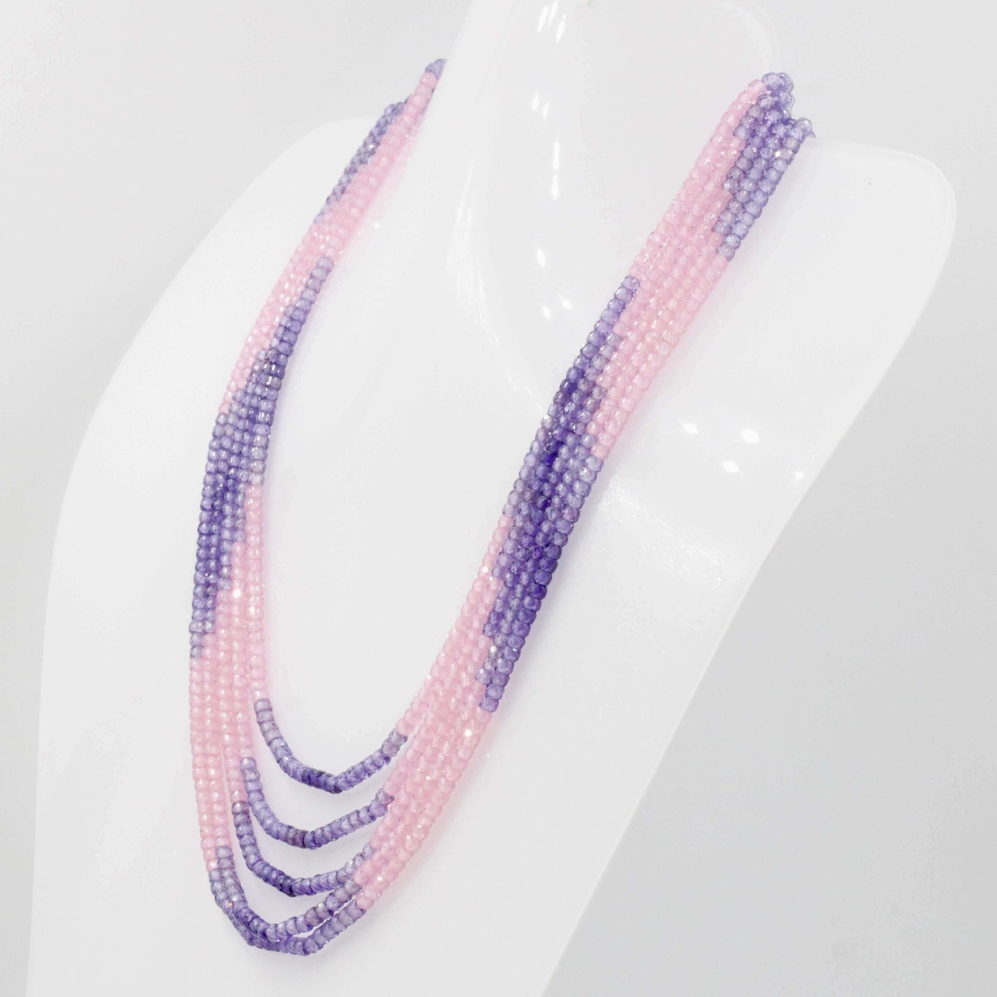Bi - Color CZ Beaded Necklace - Taj Mahal Gems