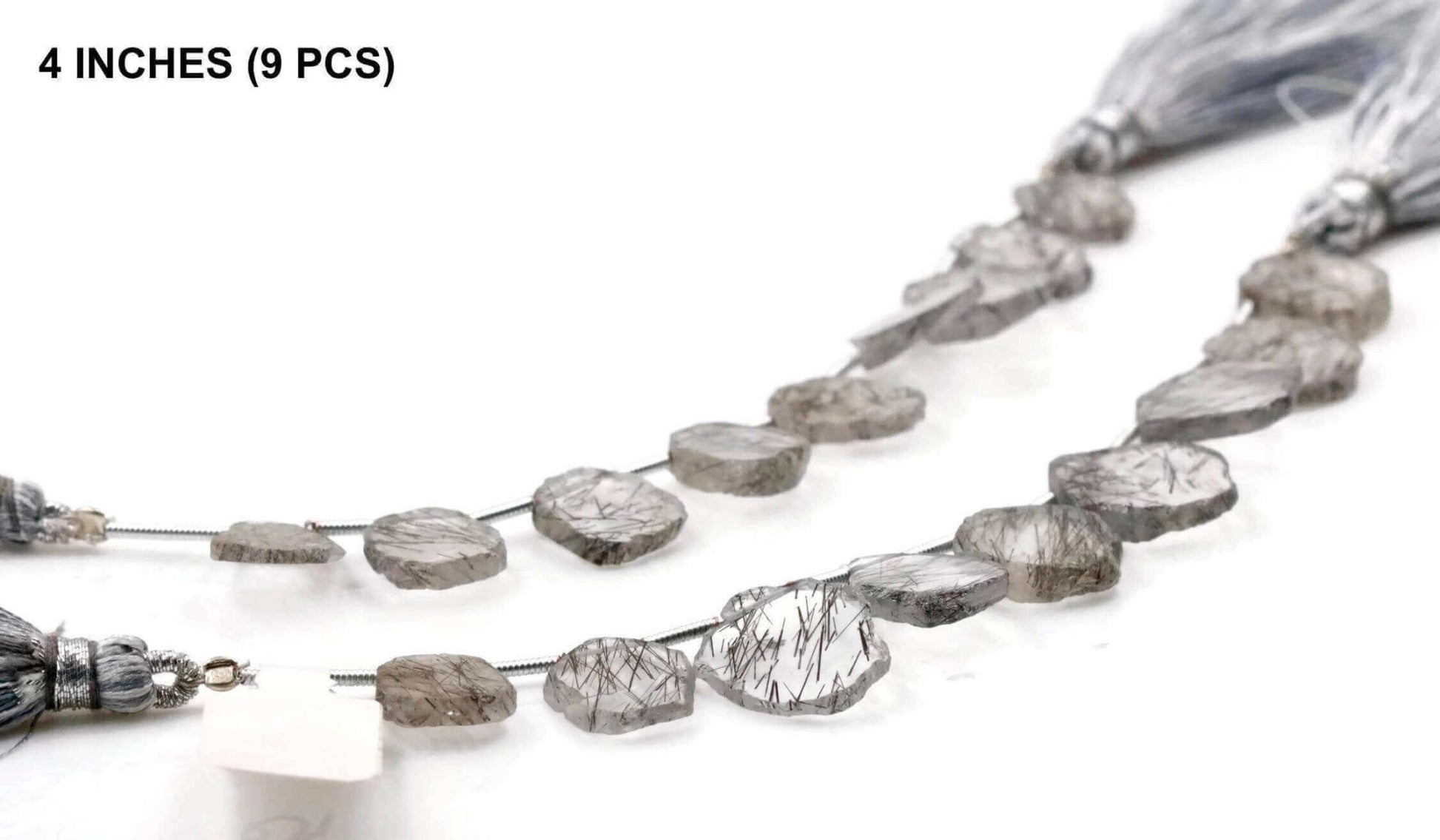 Black Rutile Quartz Beads Strand - Taj Mahal Gems