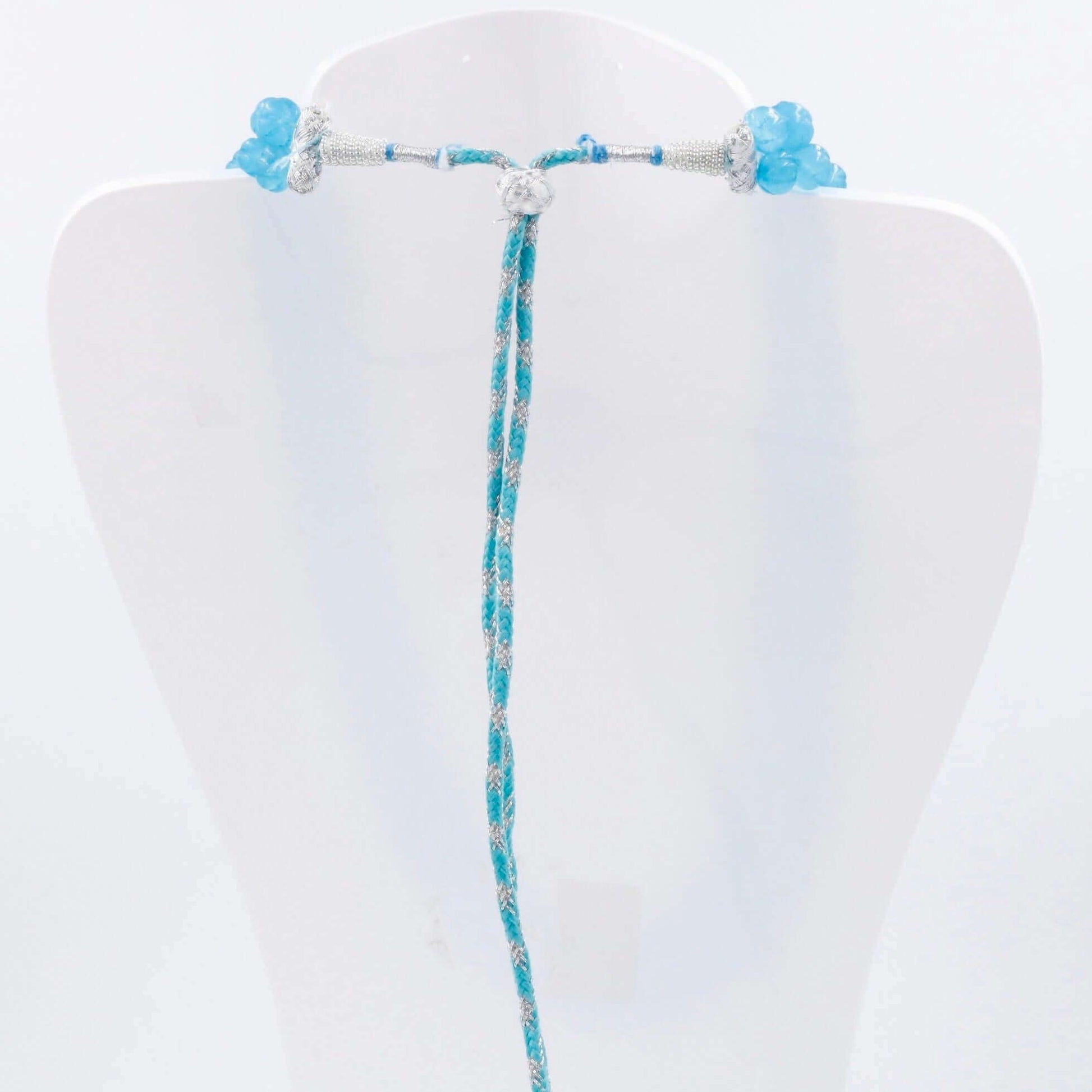 Blue Quartz Pumpkin Beads Necklace - Taj Mahal Gems