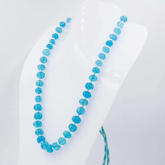 Blue Quartz Pumpkin Beads Necklace - Taj Mahal Gems