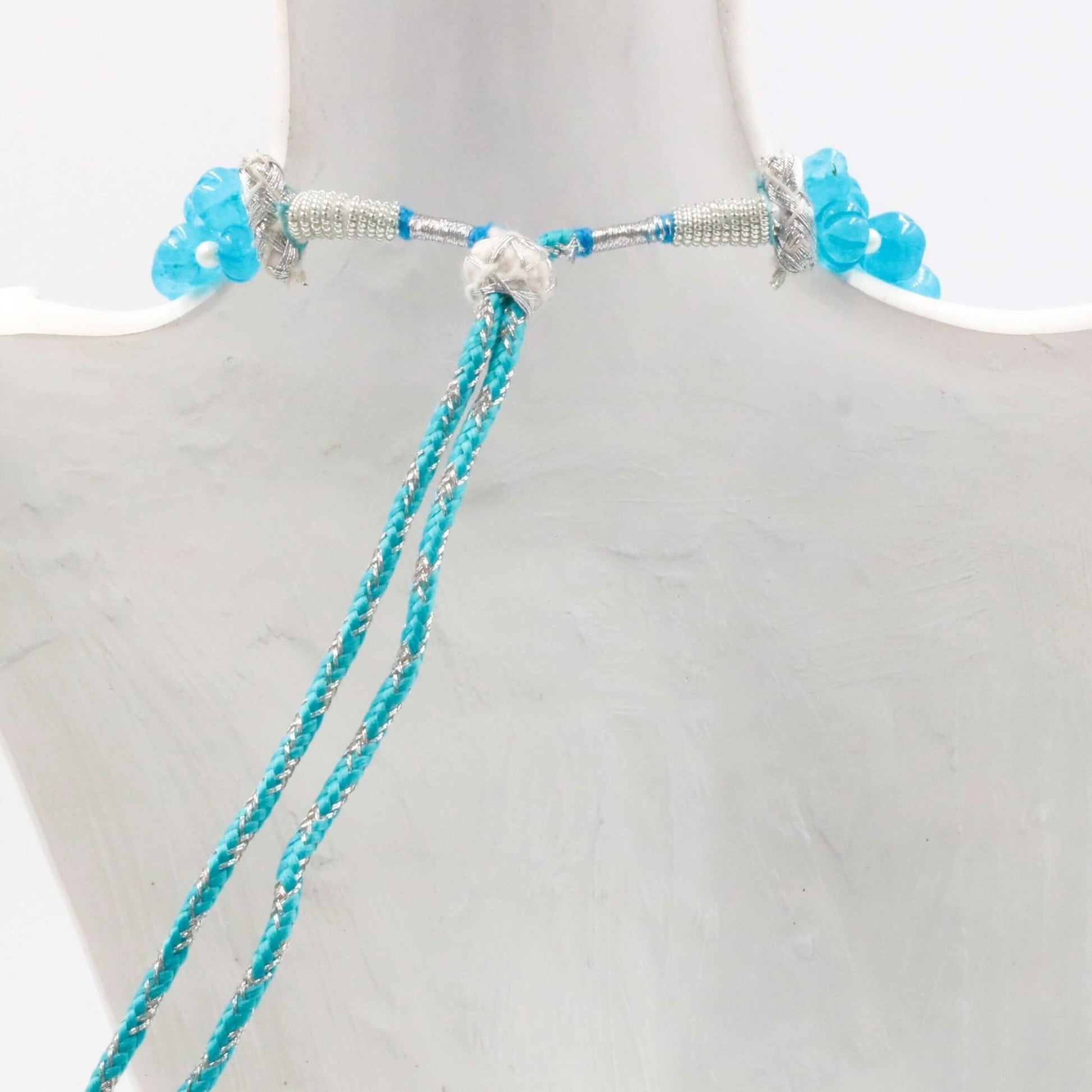 Blue Quartz Pumpkin Beads Necklace - Taj Mahal Gems