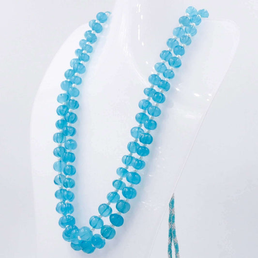 Blue Quartz Pumpkin Beads Necklace - Taj Mahal Gems