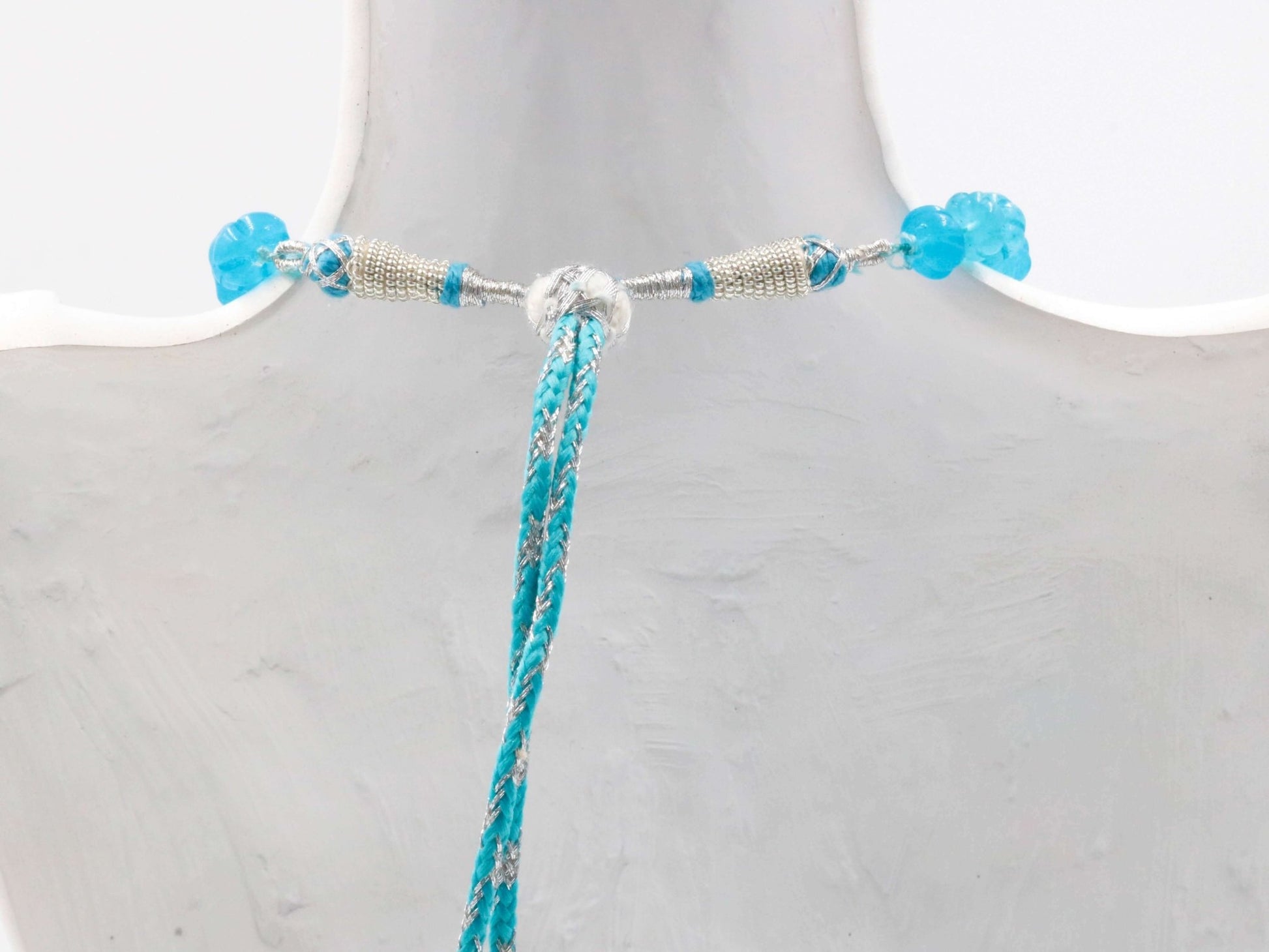 Blue Quartz Pumpkin Beads Necklace - Taj Mahal Gems
