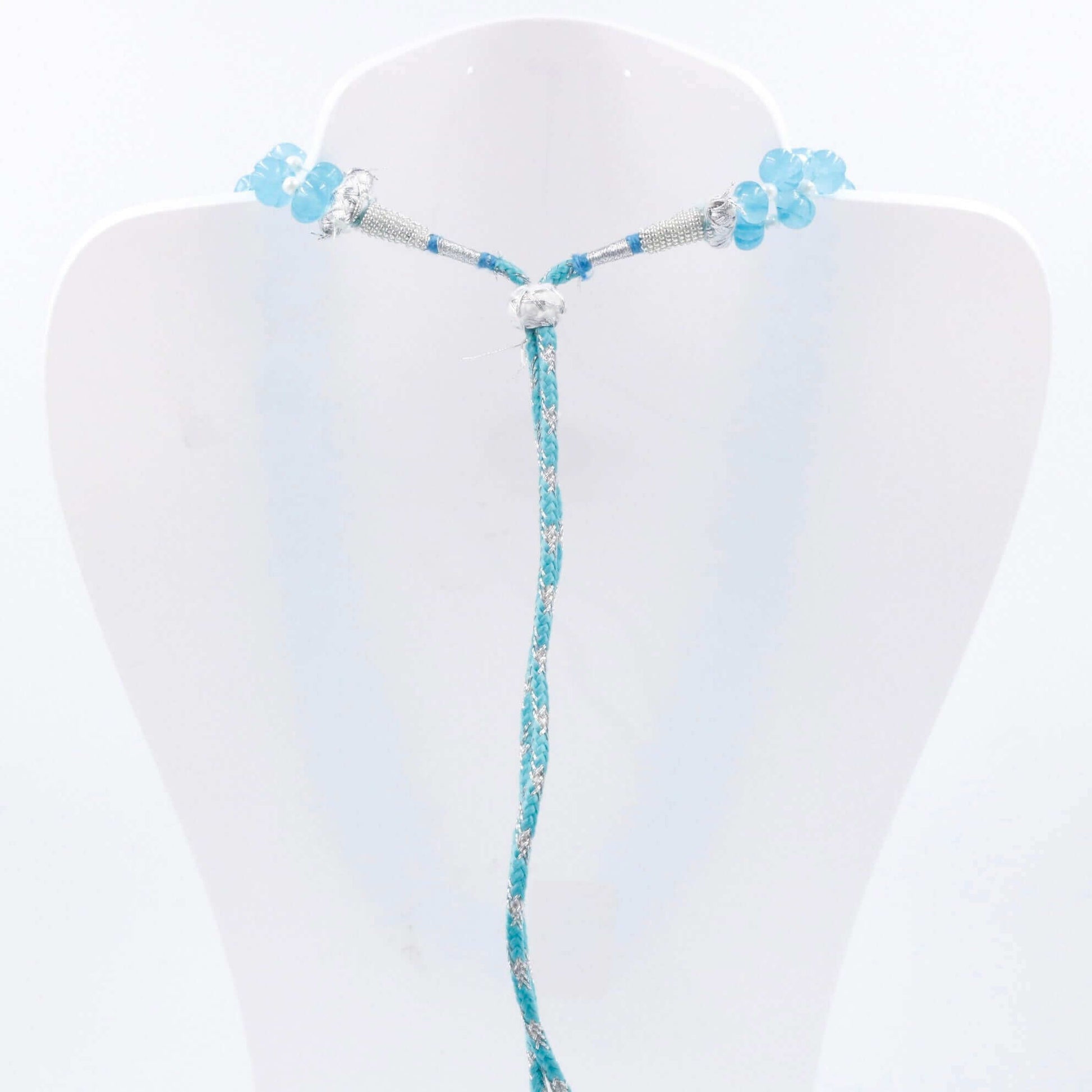 Blue Quartz Pumpkin Beads Necklace - Taj Mahal Gems