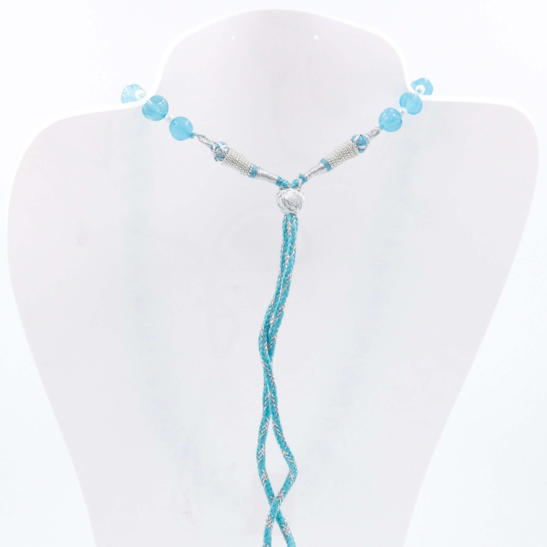 Blue Quartz Pumpkin Beads Necklace - Taj Mahal Gems