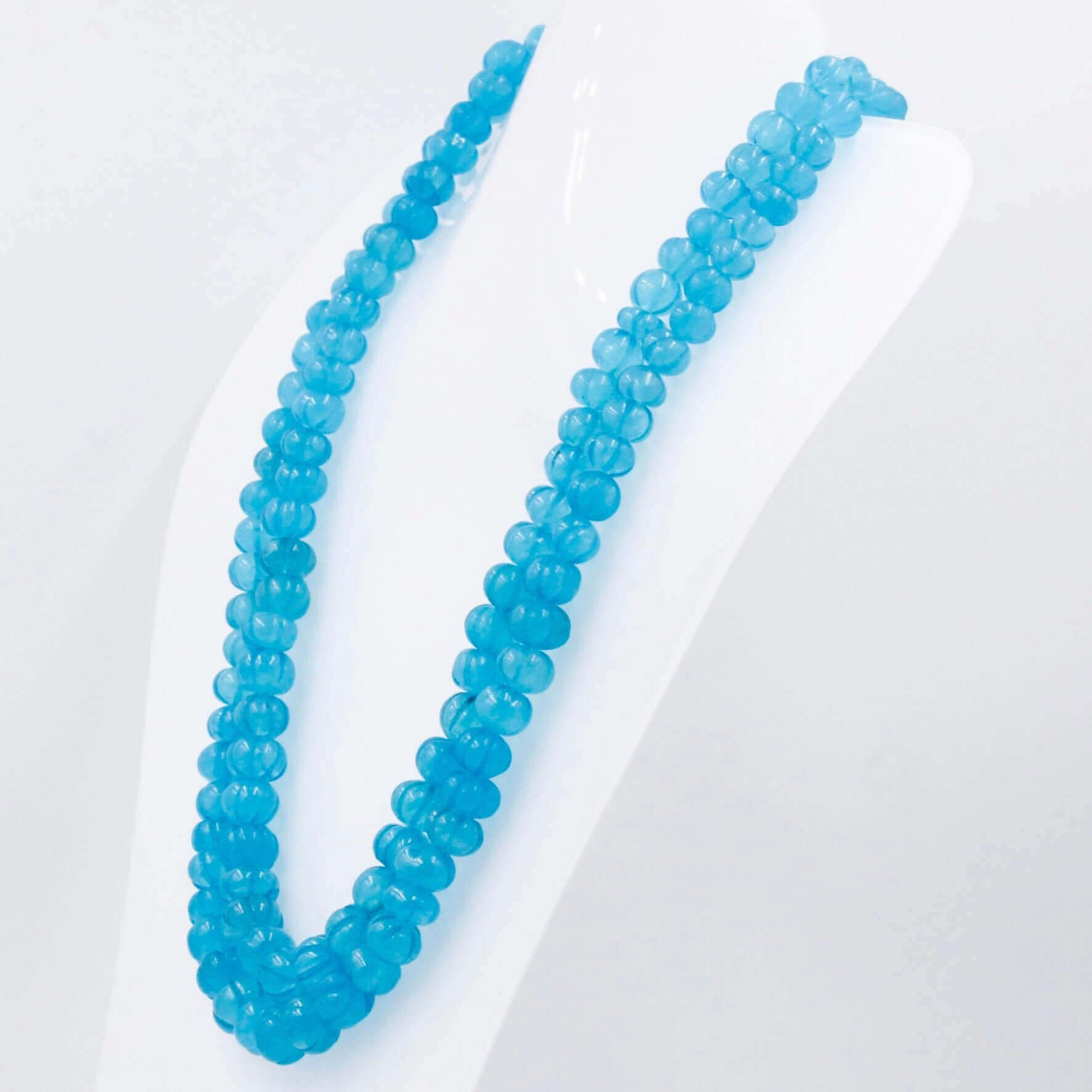 Blue Quartz Pumpkin Beads Necklace - Taj Mahal Gems