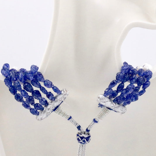 Blue Quartz with Pearl Necklace - Taj Mahal Gems