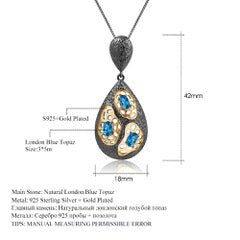 Blue Topaz Amethyst Garnet Chain Necklace - Taj Mahal Gems