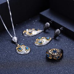 Blue Topaz Amethyst Garnet Chain Necklace - Taj Mahal Gems