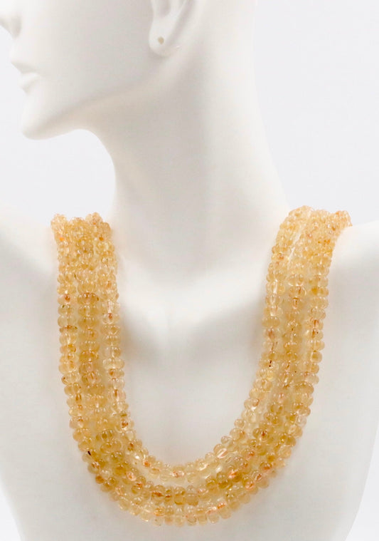 Citrine Pumpkin Beads Necklace - Taj Mahal Gems