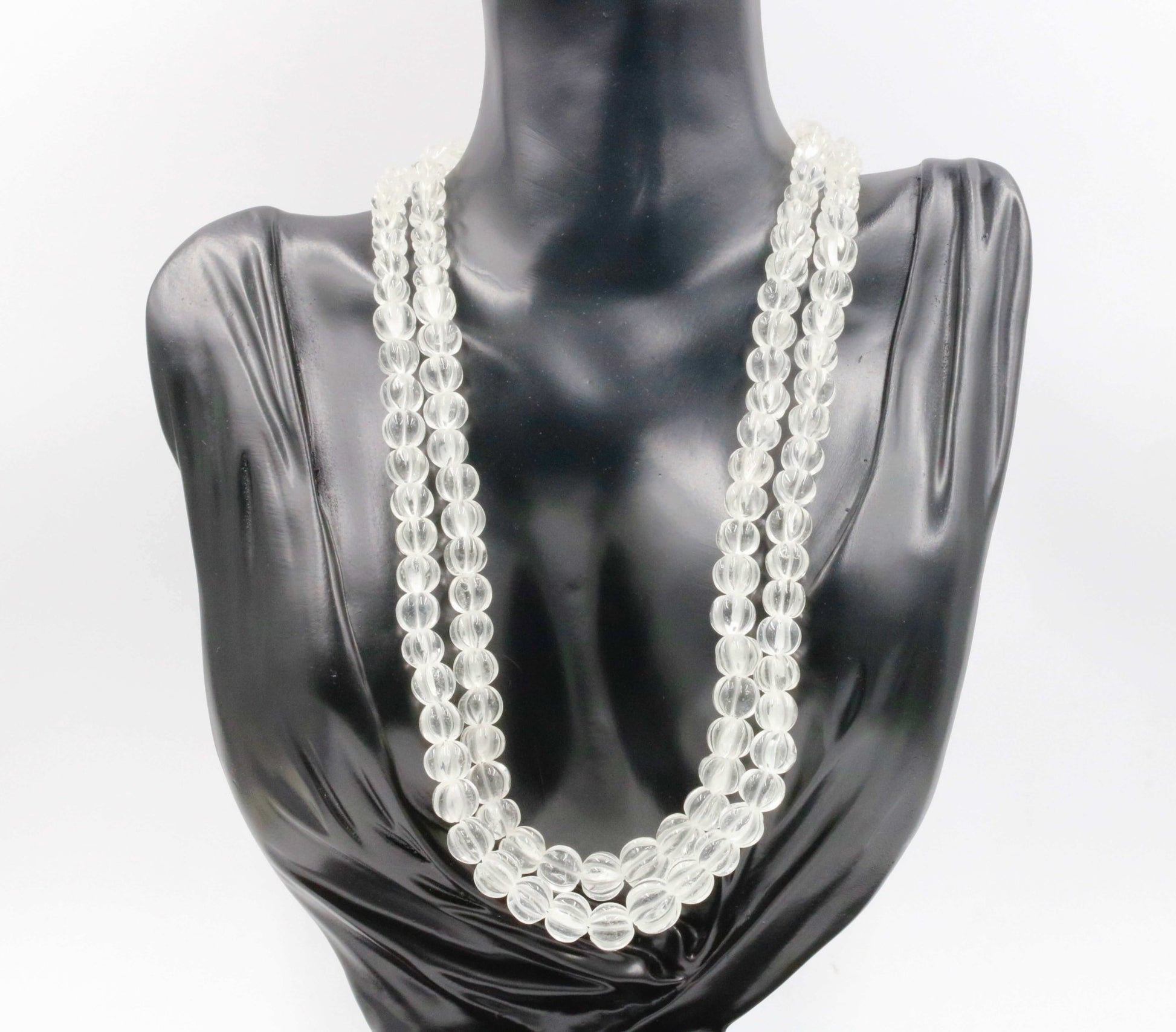 Clear Quartz Pumpkin Beads Necklace - Taj Mahal Gems