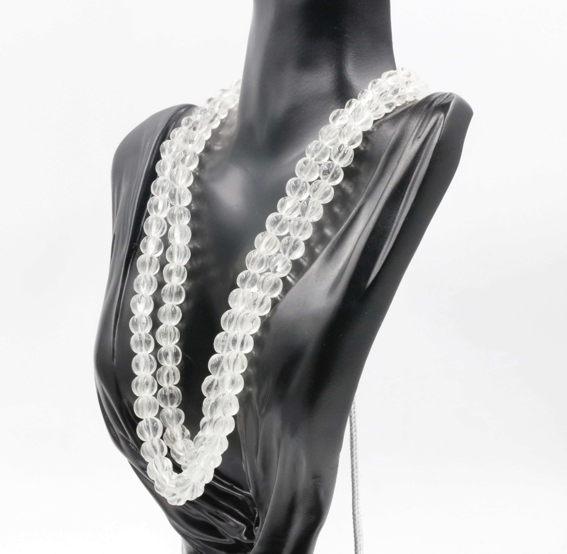Clear Quartz Pumpkin Beads Necklace - Taj Mahal Gems