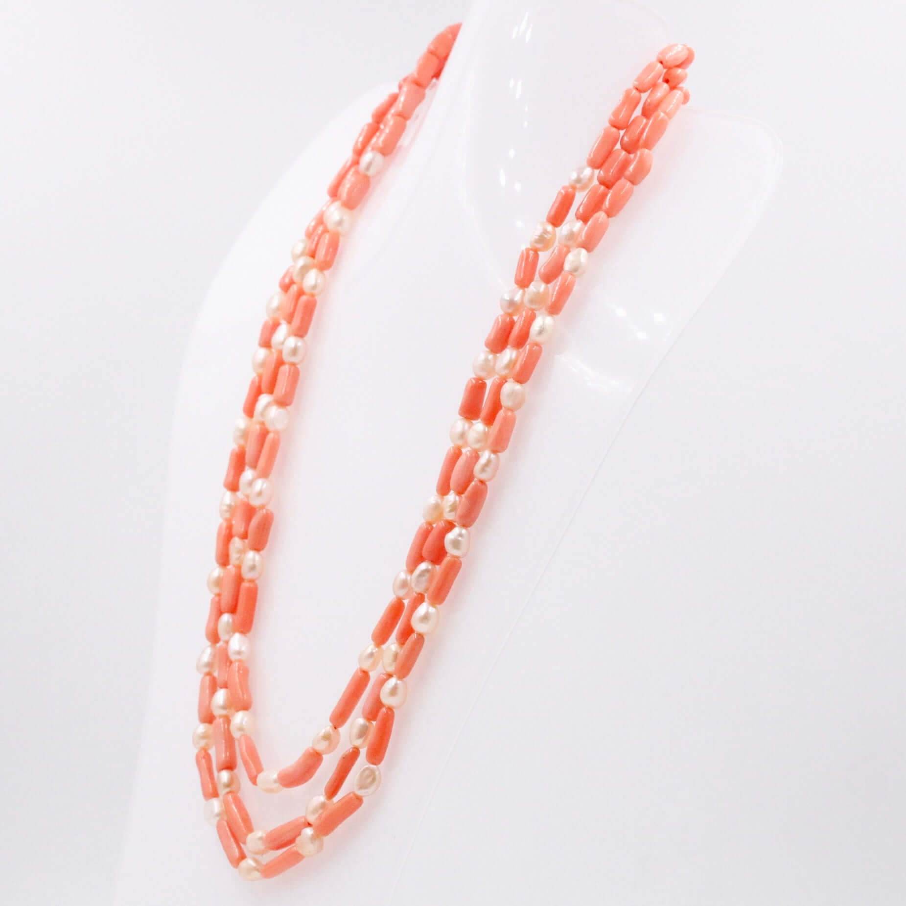 Coral and Pearl Beaded Necklace - Taj Mahal Gems