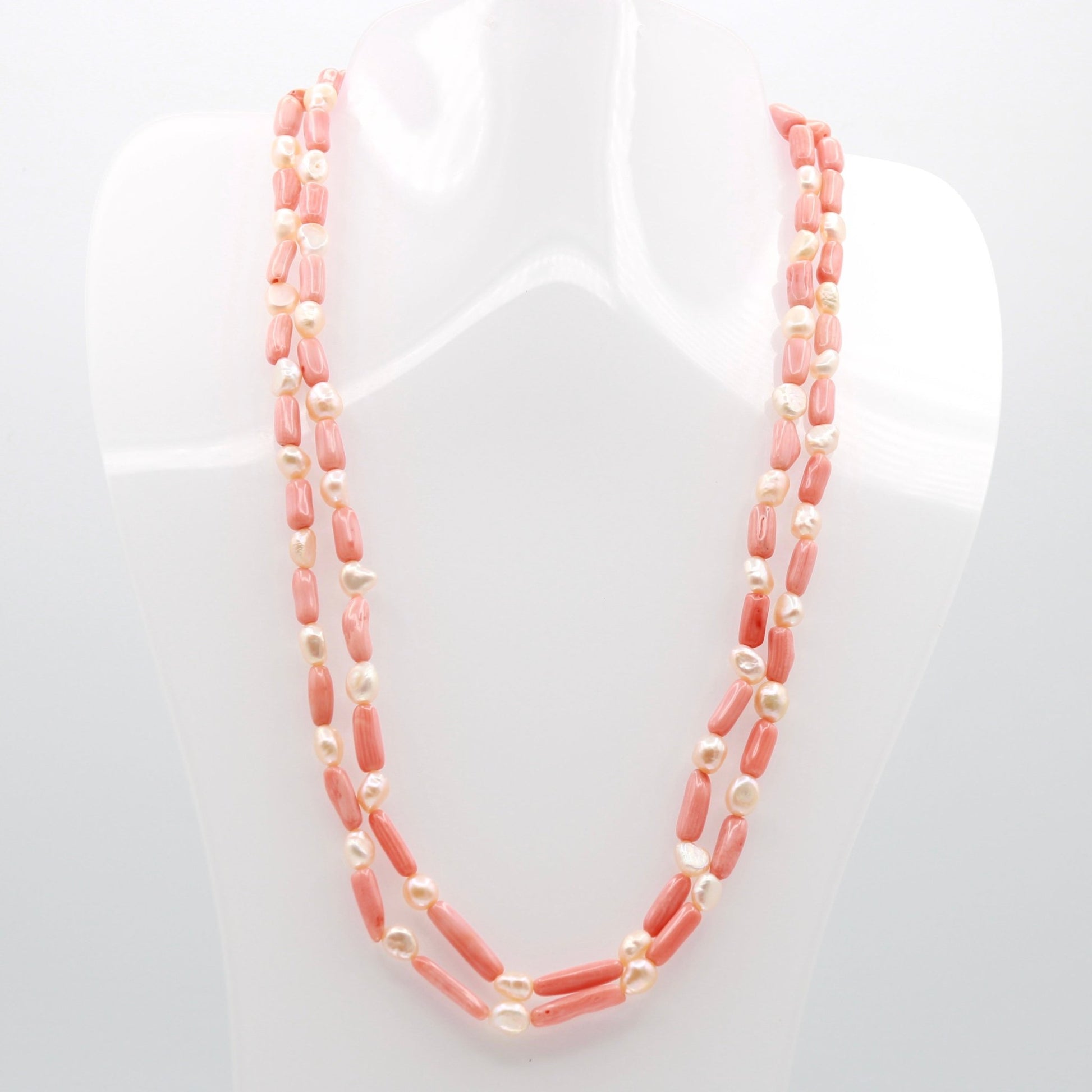 Coral and Pearl Beaded Necklace - Taj Mahal Gems