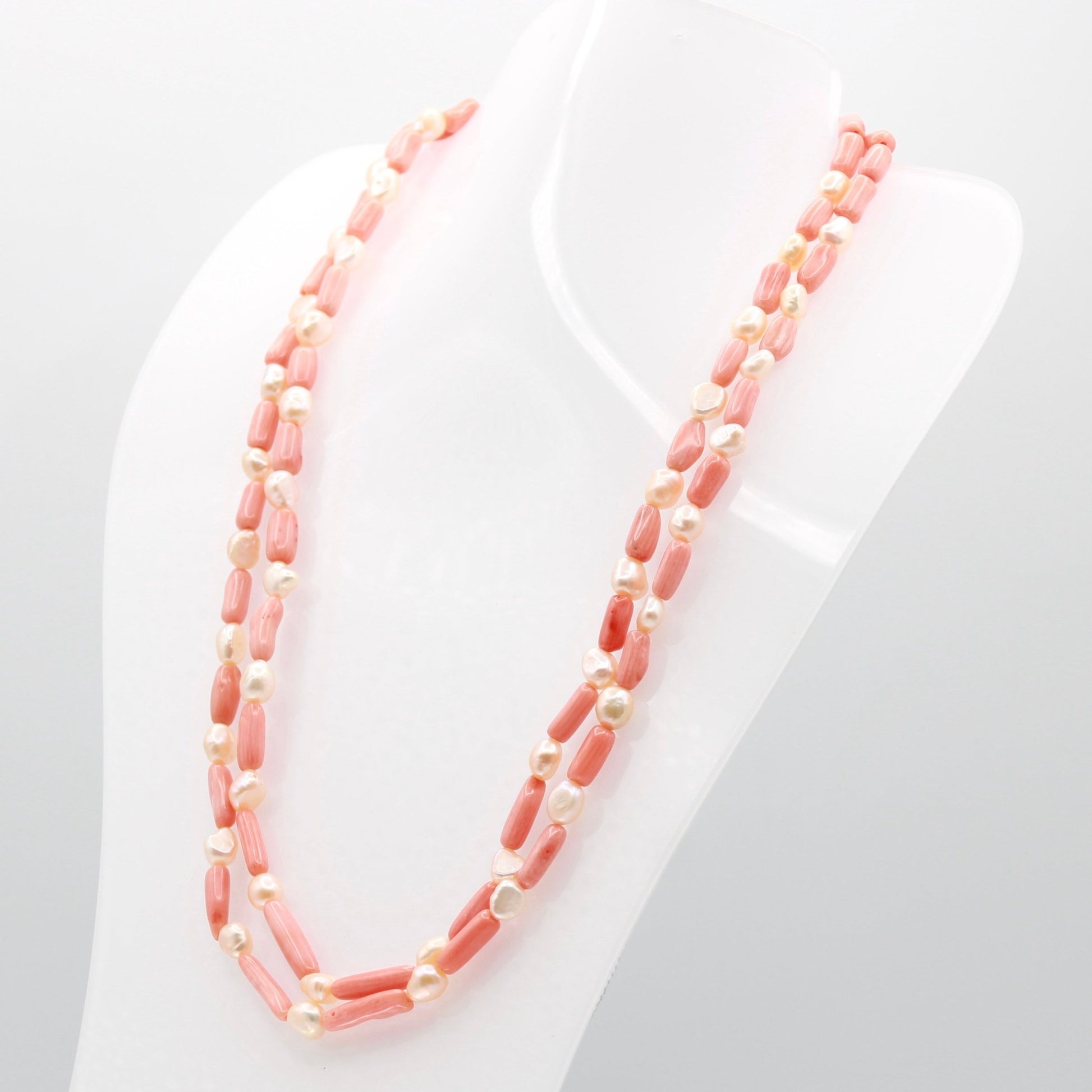 Coral and Pearl Beaded Necklace - Taj Mahal Gems