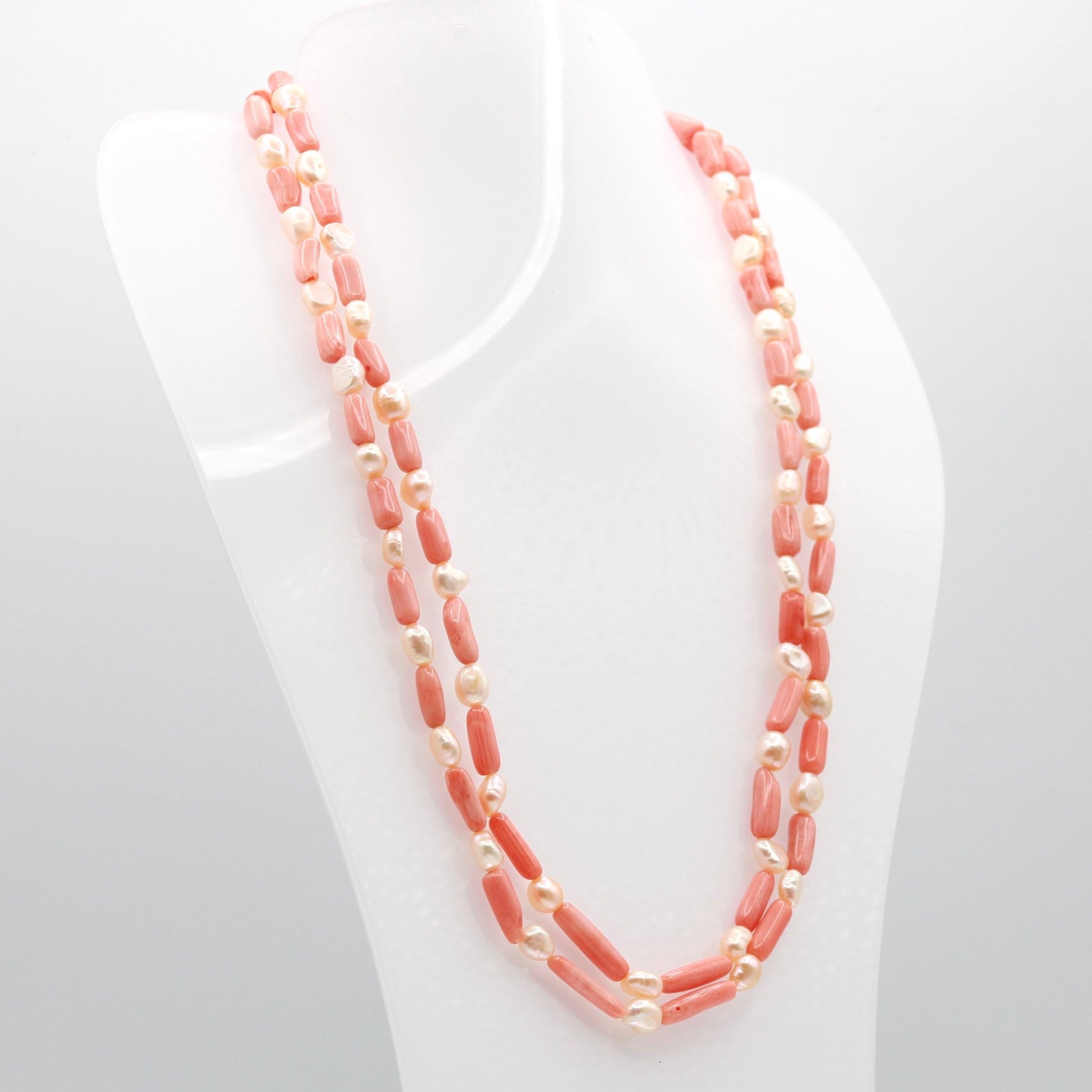 Coral and Pearl Beaded Necklace - Taj Mahal Gems