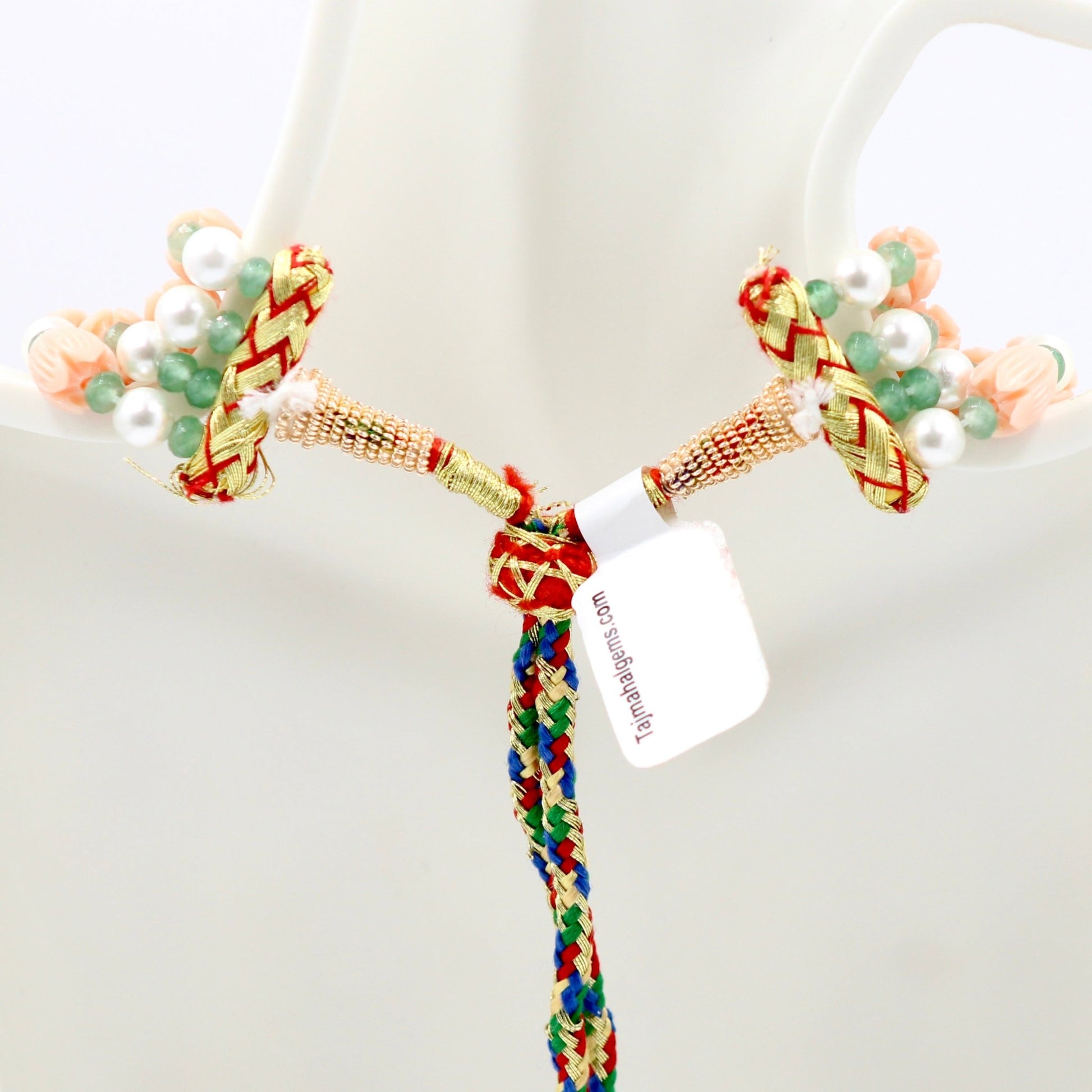 Coral Shell Pearl & Quartz Beaded Necklace - Taj Mahal Gems