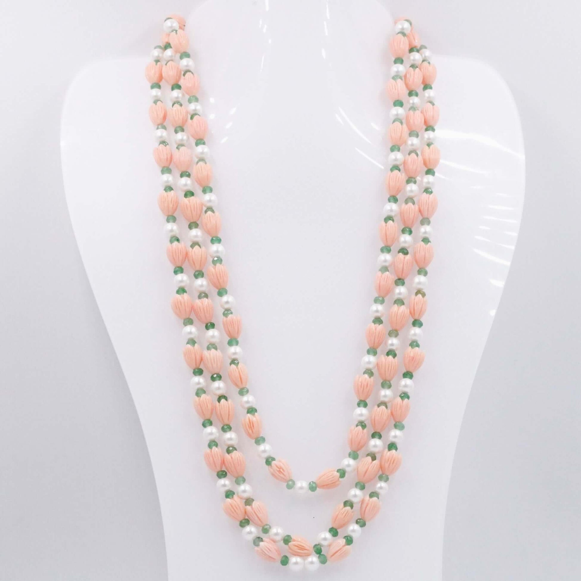 Coral Shell Pearl & Quartz Beaded Necklace - Taj Mahal Gems