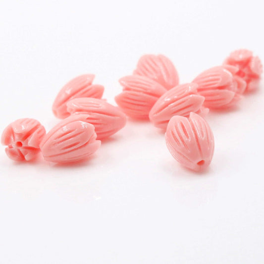 Coral Tulip Flower Beads - Taj Mahal Gems