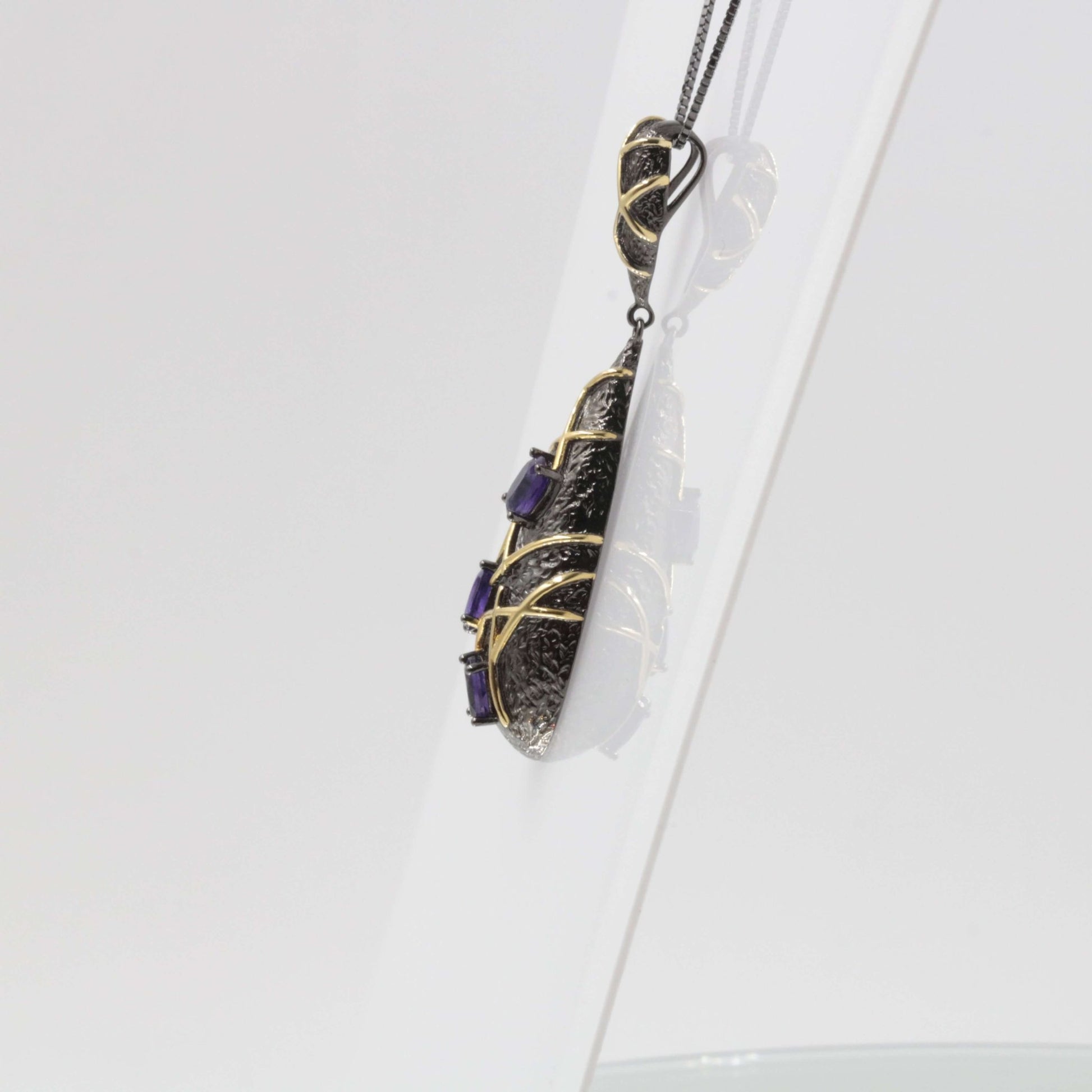 Dainty Garnet Amethyst Pendant Necklace - Taj Mahal Gems