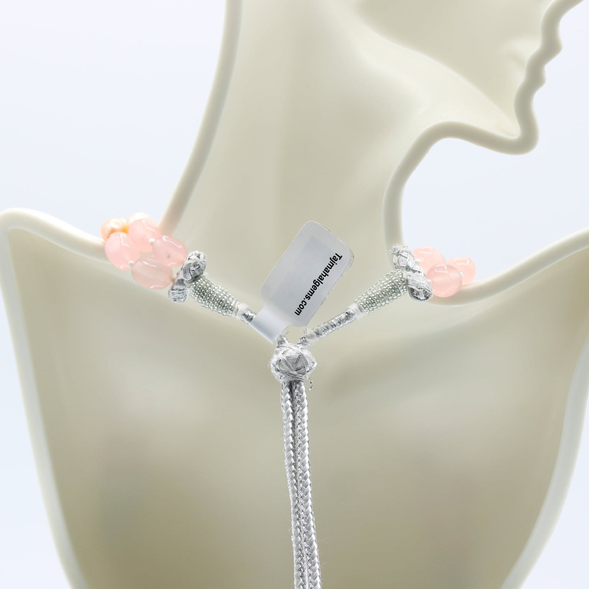 Rose Quartz & Aventurine Necklace With Pearl - Taj Mahal Gems