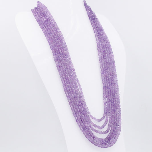 Natural Amethyst Beaded Necklace Faceted
