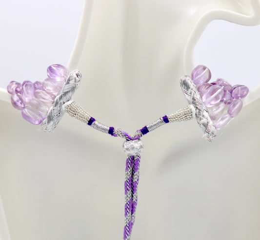 Amethyst Beaded Layered Necklace - Light & Dark