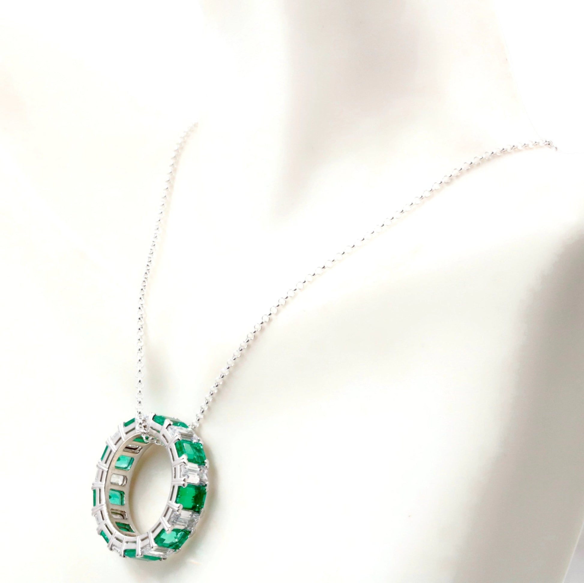 Emerald Eternity Ring with CZ Charms - Taj Mahal Gems