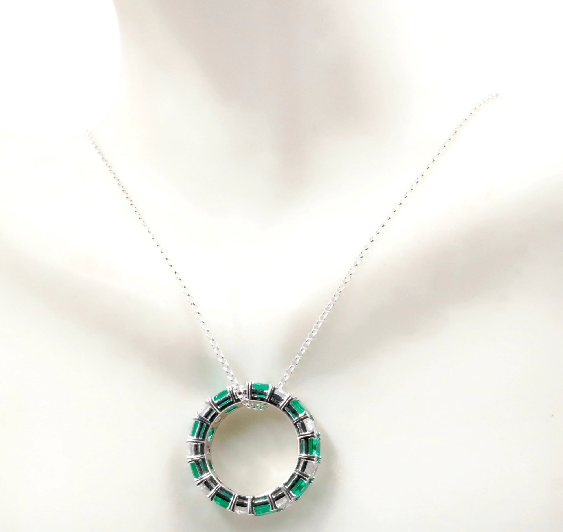 Emerald Eternity Ring with CZ Charms - Taj Mahal Gems