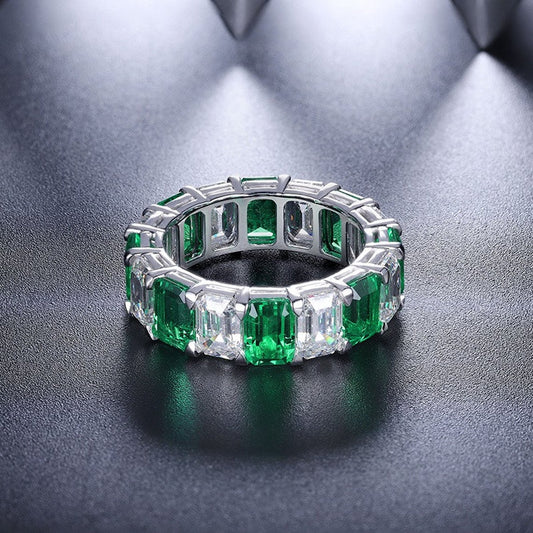 Emerald Eternity Ring with CZ Charms - Taj Mahal Gems