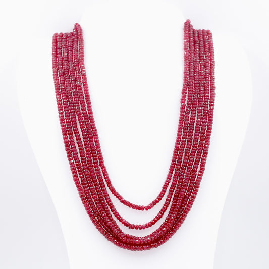 Ruby Necklace Ruby Gemstone Necklace Beaded Necklace Long Necklace Faceted Rondelle Necklace Layered Necklace Indian Necklace SKU:6142843