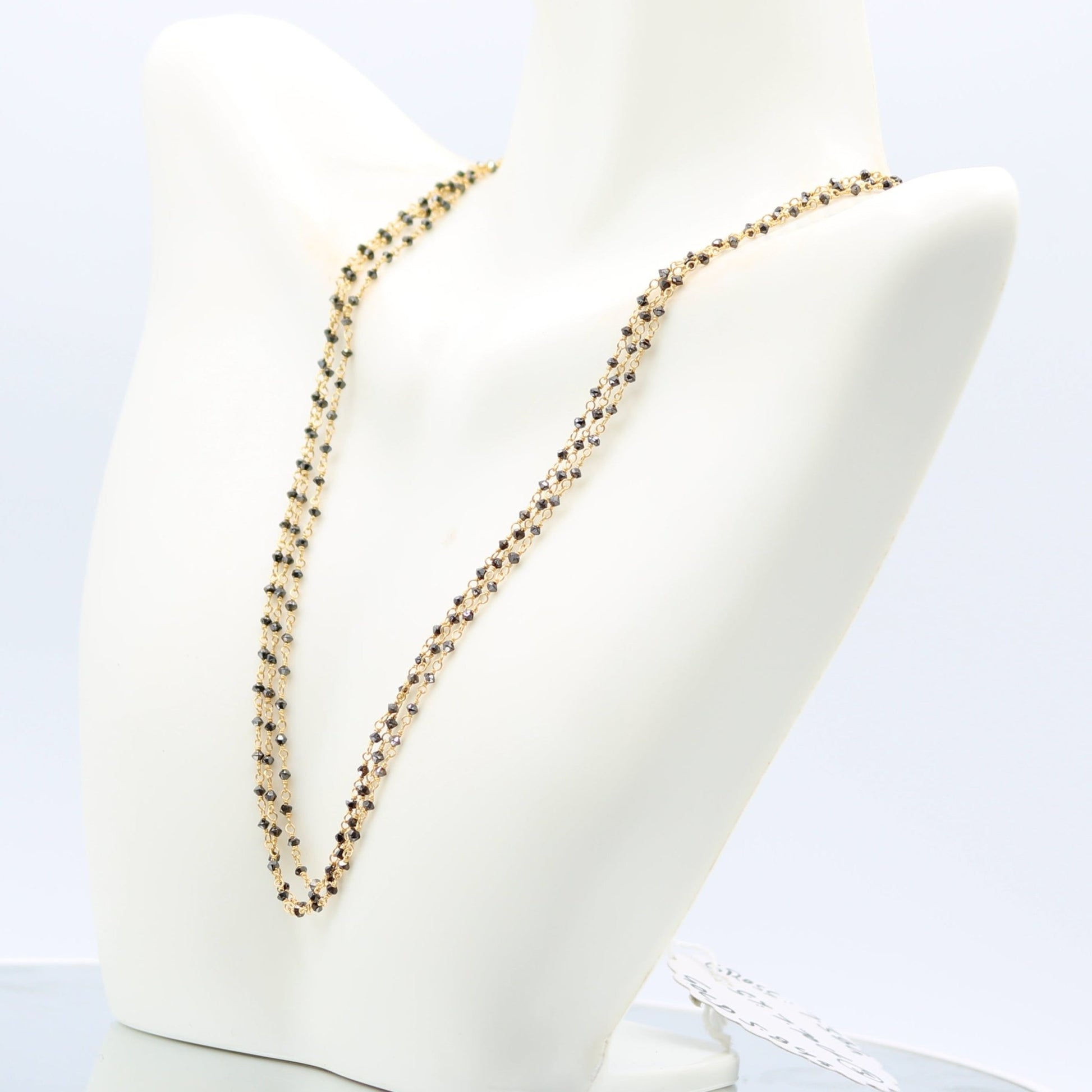 Black Diamond with 22K Gold - 3 Strand Necklace - Taj Mahal Gems