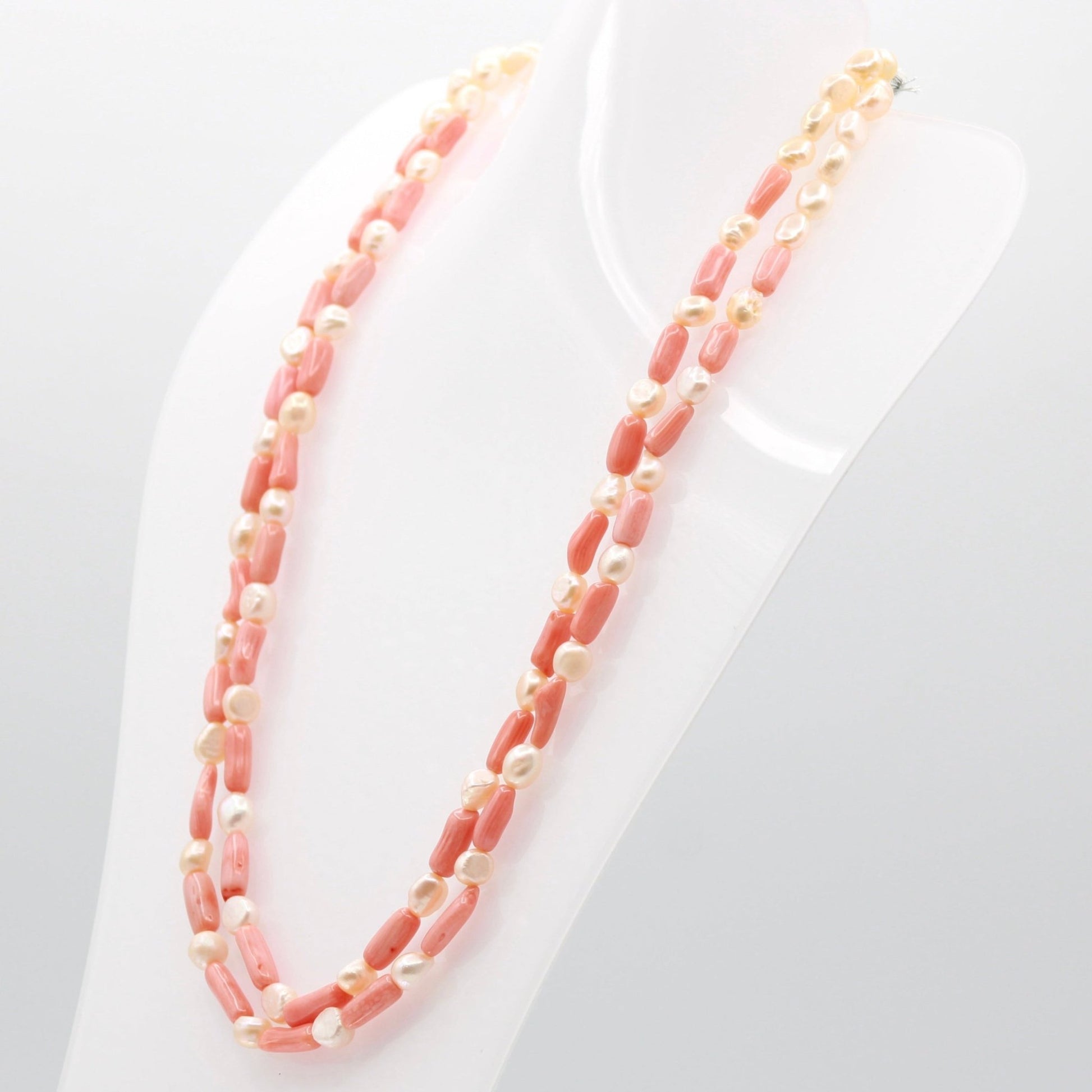 Freshwater Pearl and Coral Necklace - Taj Mahal Gems