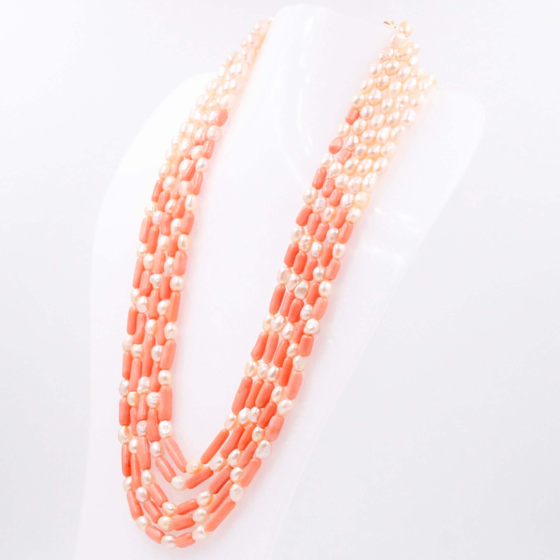 Freshwater Pearl and Coral Necklace - Taj Mahal Gems