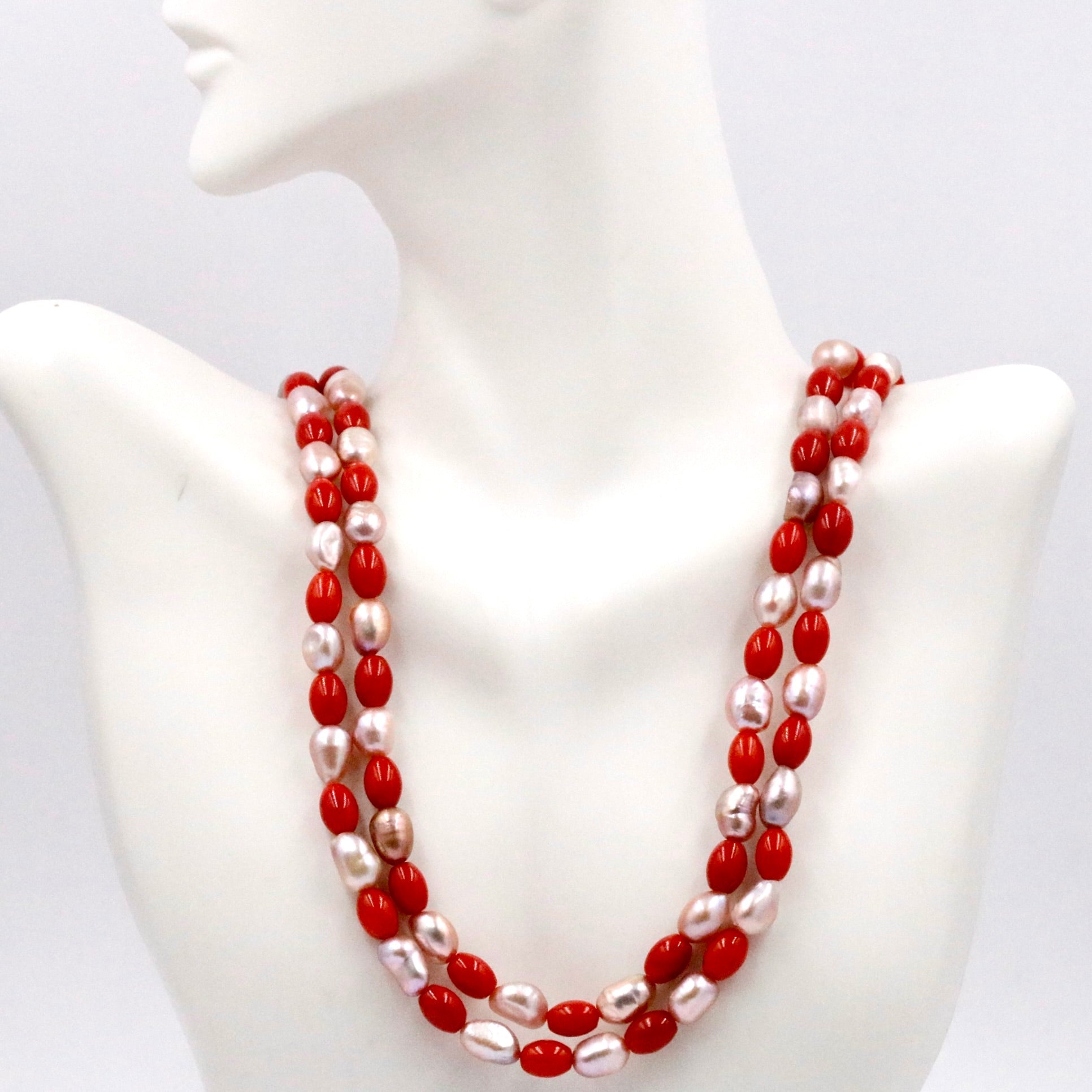 Freshwater Pearl and Coral Necklace - Taj Mahal Gems