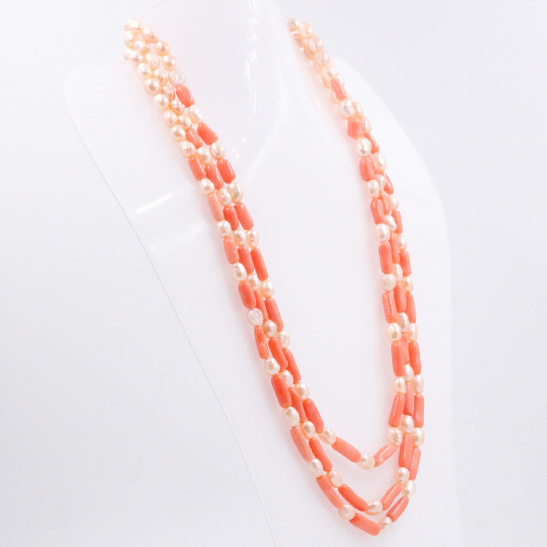 Freshwater Pearl and Coral Necklace - Taj Mahal Gems