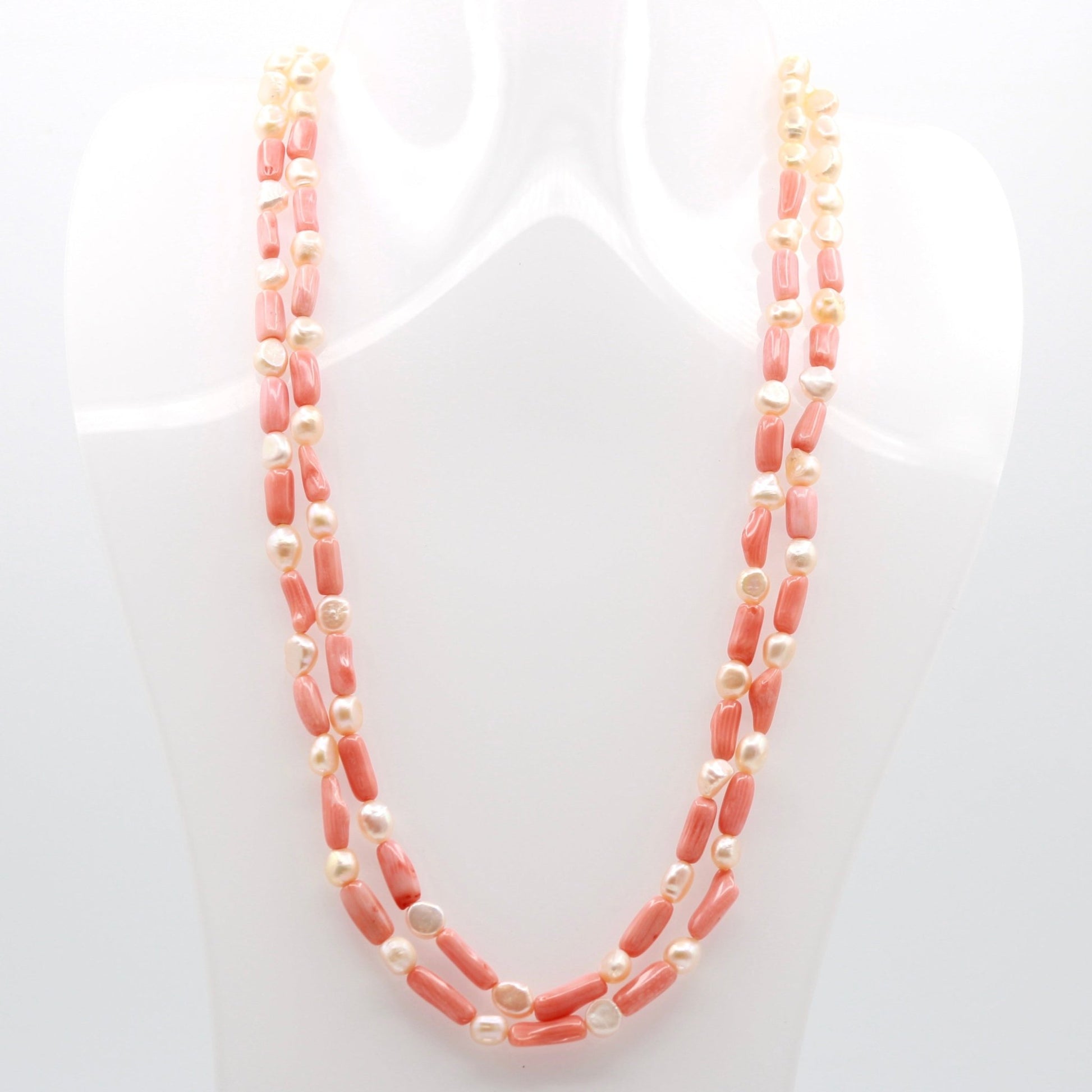 Freshwater Pearl and Coral Necklace - Taj Mahal Gems