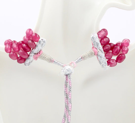 Fuchsia Quartz with Pearl Necklace - Taj Mahal Gems